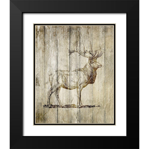 Standing Elk Black Modern Wood Framed Art Print with Double Matting by Kimberly, Allen