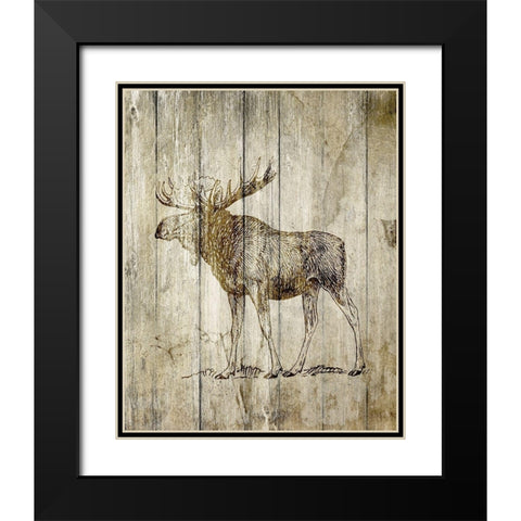 Standing Moose Black Modern Wood Framed Art Print with Double Matting by Kimberly, Allen