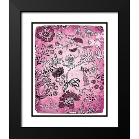 Tropical Flower Pink 1 Black Modern Wood Framed Art Print with Double Matting by Kimberly, Allen