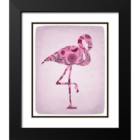 Flamingo 1 Black Modern Wood Framed Art Print with Double Matting by Kimberly, Allen