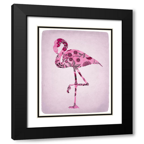 Flamingo 2 Black Modern Wood Framed Art Print with Double Matting by Kimberly, Allen