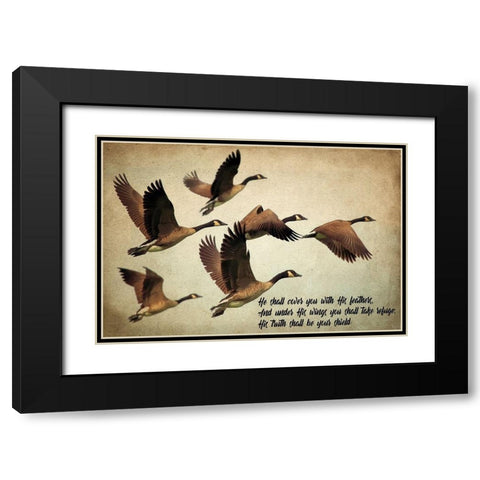 His Wings Black Modern Wood Framed Art Print with Double Matting by Kimberly, Allen