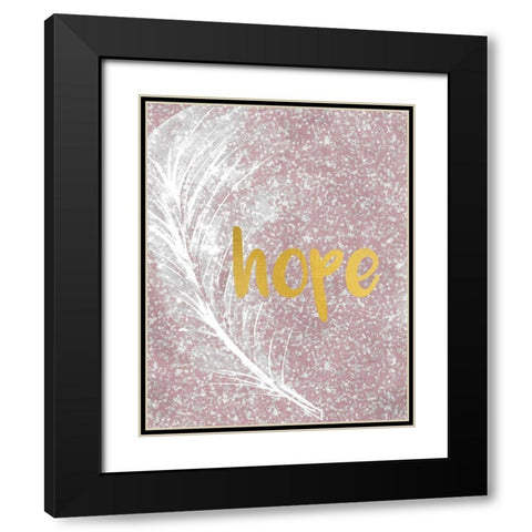Pink Glitter Feather 2 Black Modern Wood Framed Art Print with Double Matting by Kimberly, Allen