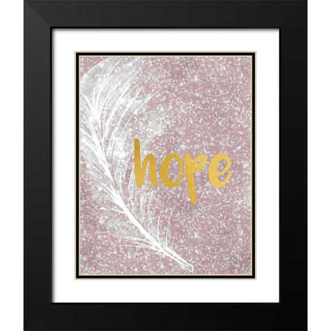 Pink Glitter Feather 2 Black Modern Wood Framed Art Print with Double Matting by Kimberly, Allen