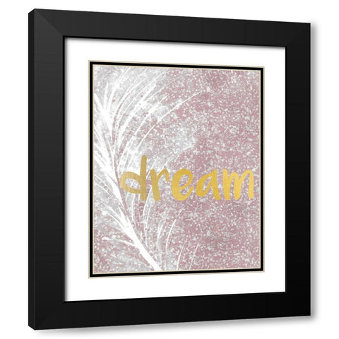 Pink Glitter Feather 4 Black Modern Wood Framed Art Print with Double Matting by Kimberly, Allen