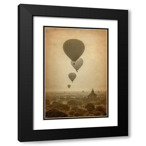 Hot Air Balloon Ride Black Modern Wood Framed Art Print with Double Matting by Kimberly, Allen