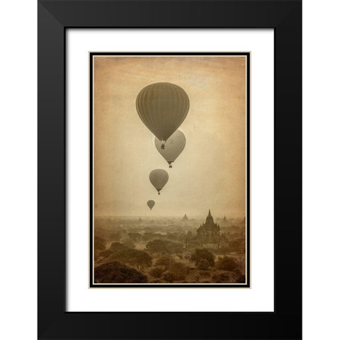 Hot Air Balloon Ride Black Modern Wood Framed Art Print with Double Matting by Kimberly, Allen