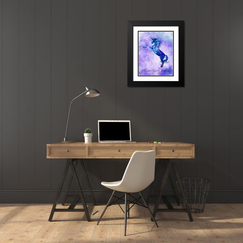 Follow your Dreams Unicorn Purple Black Modern Wood Framed Art Print with Double Matting by Kimberly, Allen