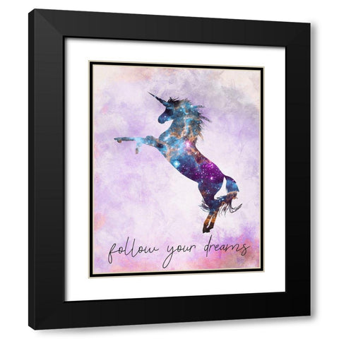 Follow your Dreams v3 Black Modern Wood Framed Art Print with Double Matting by Kimberly, Allen