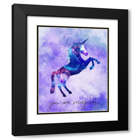 You are Magical Unicorn Black Modern Wood Framed Art Print with Double Matting by Kimberly, Allen