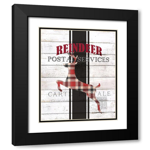 Reindeer Postal Service Black Modern Wood Framed Art Print with Double Matting by Kimberly, Allen