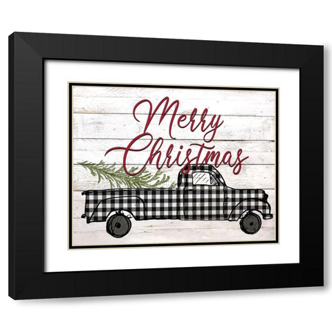 Merry Christmas Holiday Truck 2 Black Modern Wood Framed Art Print with Double Matting by Kimberly, Allen