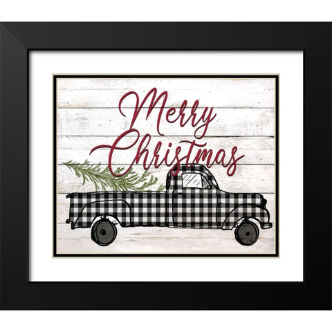 Merry Christmas Holiday Truck 2 Black Modern Wood Framed Art Print with Double Matting by Kimberly, Allen