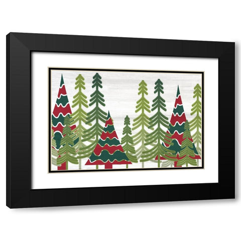 Christmas Trees Black Modern Wood Framed Art Print with Double Matting by Kimberly, Allen