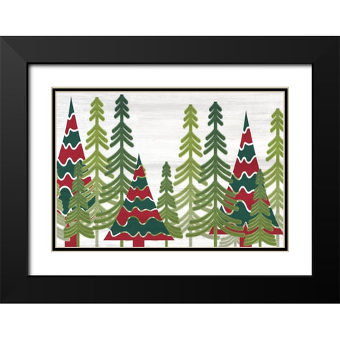 Christmas Trees Black Modern Wood Framed Art Print with Double Matting by Kimberly, Allen