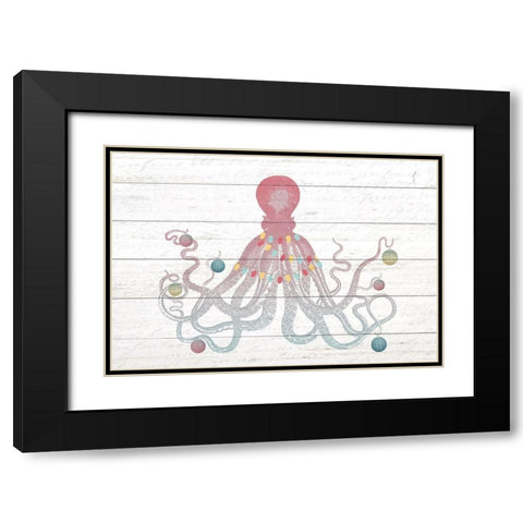 Christmas Octopus Black Modern Wood Framed Art Print with Double Matting by Kimberly, Allen