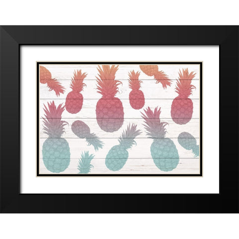 Pinneapple Ombre Black Modern Wood Framed Art Print with Double Matting by Kimberly, Allen