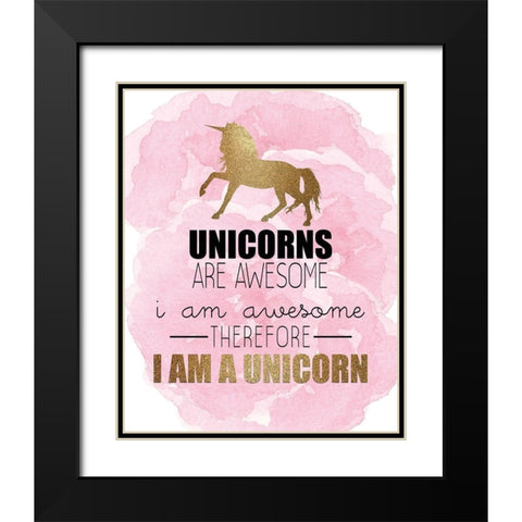 Therefore I Am A Unicorn Black Modern Wood Framed Art Print with Double Matting by Kimberly, Allen