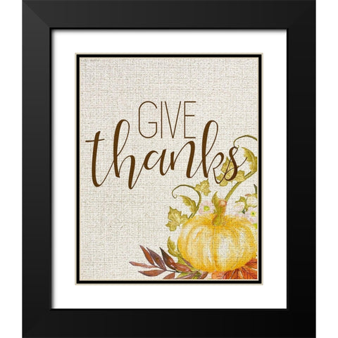 Give Thanks Black Modern Wood Framed Art Print with Double Matting by Kimberly, Allen