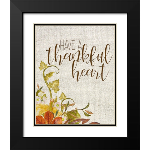 Thankful Heart Black Modern Wood Framed Art Print with Double Matting by Kimberly, Allen