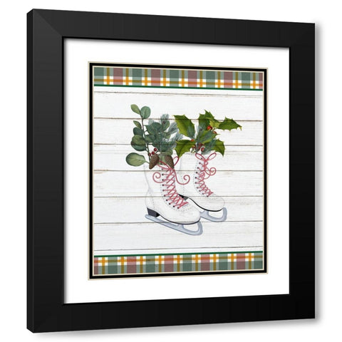 Christmas Skates Black Modern Wood Framed Art Print with Double Matting by Kimberly, Allen