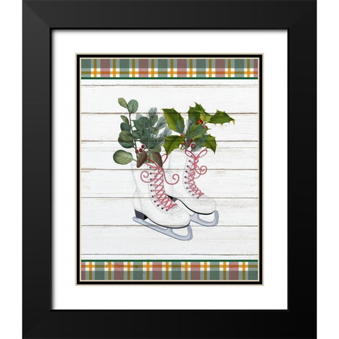 Christmas Skates Black Modern Wood Framed Art Print with Double Matting by Kimberly, Allen
