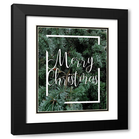 Merry Christmas Foliage Black Modern Wood Framed Art Print with Double Matting by Kimberly, Allen