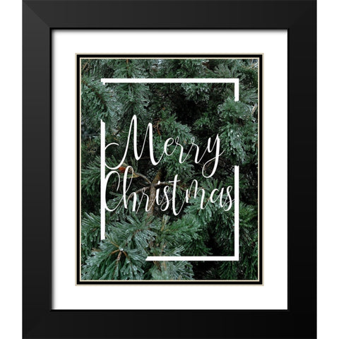 Merry Christmas Foliage Black Modern Wood Framed Art Print with Double Matting by Kimberly, Allen