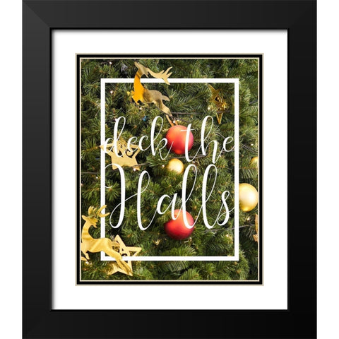Deck the Halls Foliage Black Modern Wood Framed Art Print with Double Matting by Kimberly, Allen