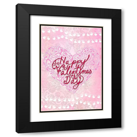 Valentines Day Heart Black Modern Wood Framed Art Print with Double Matting by Kimberly, Allen