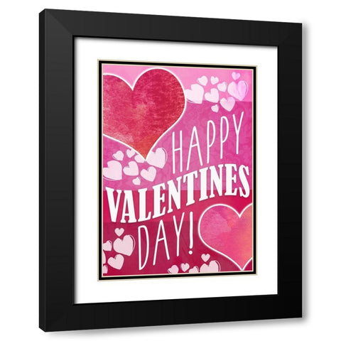 Happy Valentines Day Black Modern Wood Framed Art Print with Double Matting by Kimberly, Allen