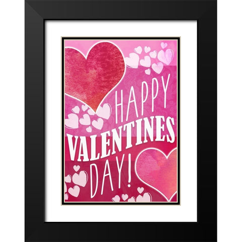 Happy Valentines Day Black Modern Wood Framed Art Print with Double Matting by Kimberly, Allen