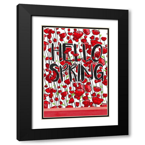 Hello Spring Black Modern Wood Framed Art Print with Double Matting by Kimberly, Allen