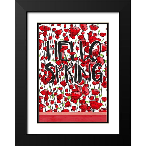 Hello Spring Black Modern Wood Framed Art Print with Double Matting by Kimberly, Allen