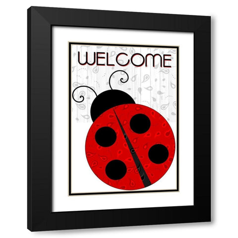 Welcome Ladybug Black Modern Wood Framed Art Print with Double Matting by Kimberly, Allen