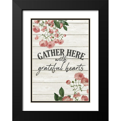 Grateful Hearts Black Modern Wood Framed Art Print with Double Matting by Kimberly, Allen