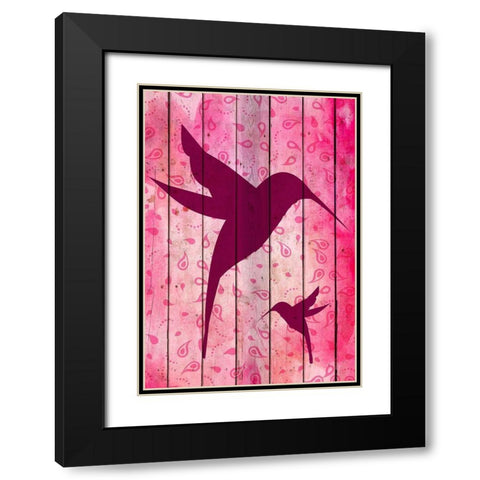 Hummingbird Pink Black Modern Wood Framed Art Print with Double Matting by Kimberly, Allen