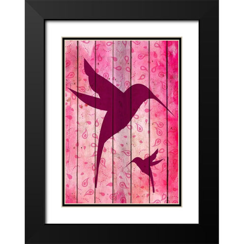 Hummingbird Pink Black Modern Wood Framed Art Print with Double Matting by Kimberly, Allen
