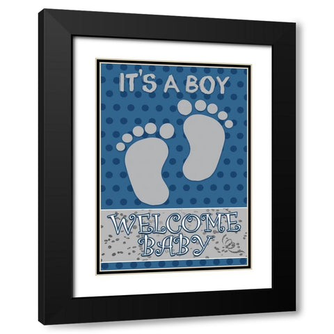 Baby Feet Boy Black Modern Wood Framed Art Print with Double Matting by Kimberly, Allen