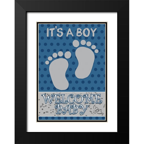 Baby Feet Boy Black Modern Wood Framed Art Print with Double Matting by Kimberly, Allen