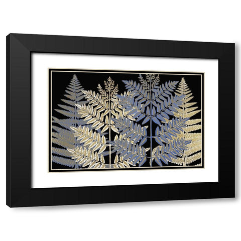Gilded Ferns Black Modern Wood Framed Art Print with Double Matting by Kimberly, Allen