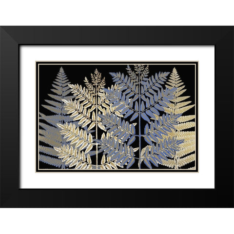 Gilded Ferns Black Modern Wood Framed Art Print with Double Matting by Kimberly, Allen