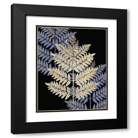 Gilded Fern 1 Black Modern Wood Framed Art Print with Double Matting by Kimberly, Allen