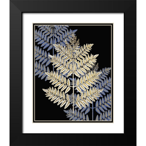 Gilded Fern 1 Black Modern Wood Framed Art Print with Double Matting by Kimberly, Allen