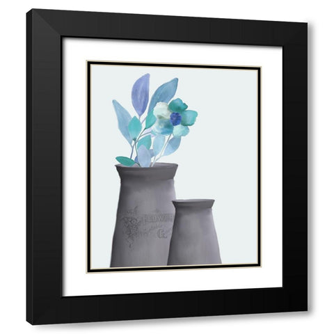 Blue Hues 3 Black Modern Wood Framed Art Print with Double Matting by Kimberly, Allen