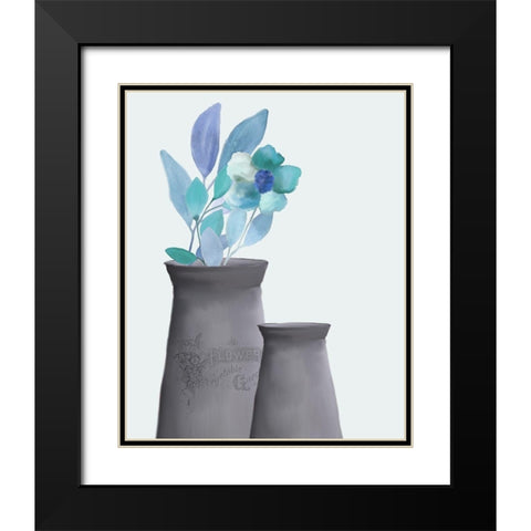 Blue Hues 3 Black Modern Wood Framed Art Print with Double Matting by Kimberly, Allen