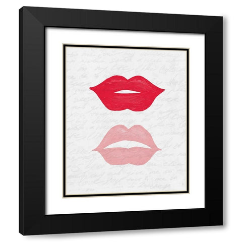 Lip Shades 1 Black Modern Wood Framed Art Print with Double Matting by Kimberly, Allen