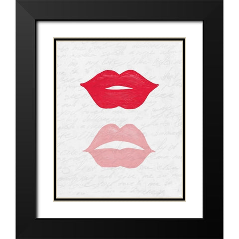Lip Shades 1 Black Modern Wood Framed Art Print with Double Matting by Kimberly, Allen