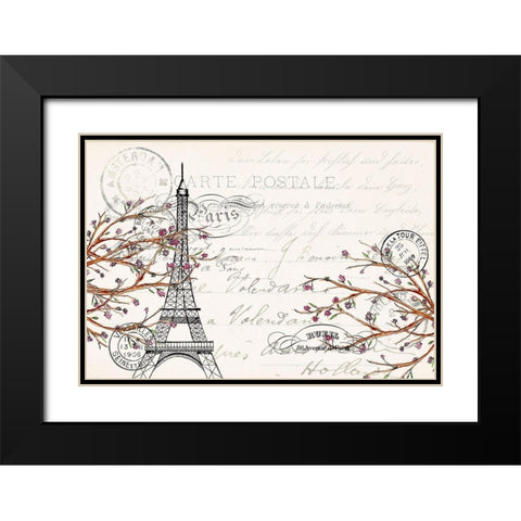 Paris Spring Black Modern Wood Framed Art Print with Double Matting by Kimberly, Allen