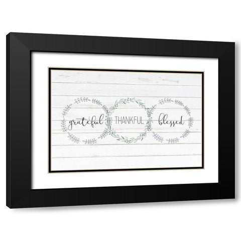 Grateful Thankful Blessed Black Modern Wood Framed Art Print with Double Matting by Kimberly, Allen